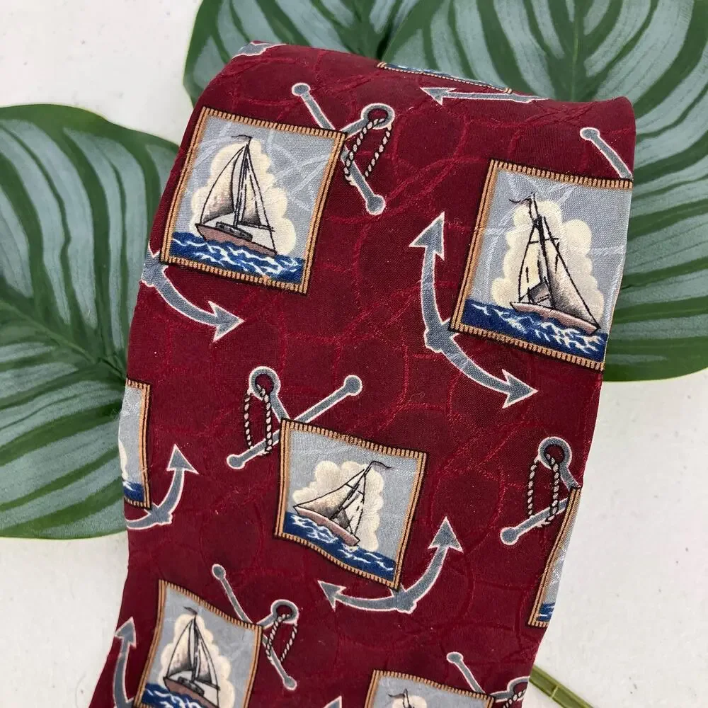 Vintage Celebrations Hallmark Superba Sail Boat Nautical Novelty Silk Neck Tie